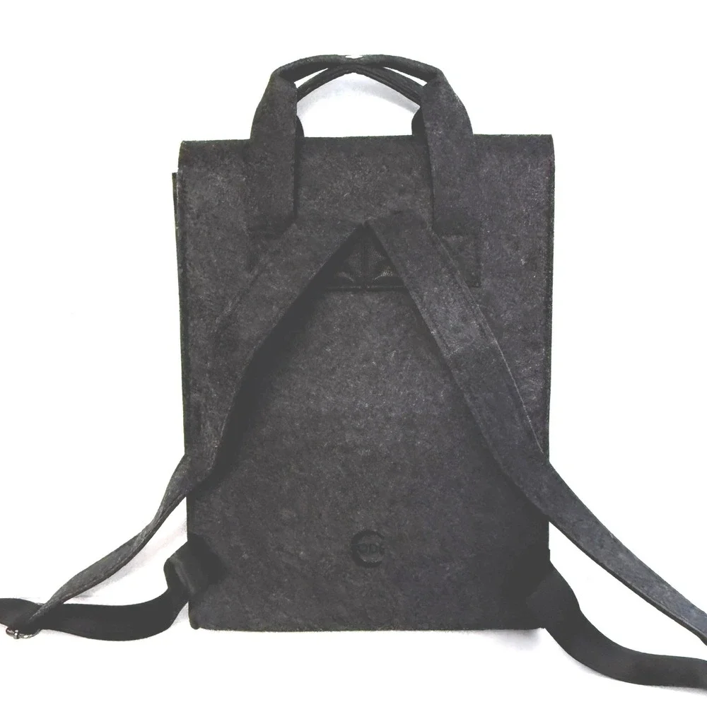 Backpack computer Bag gray‎ felt Handles magnetic closures academia minimalist